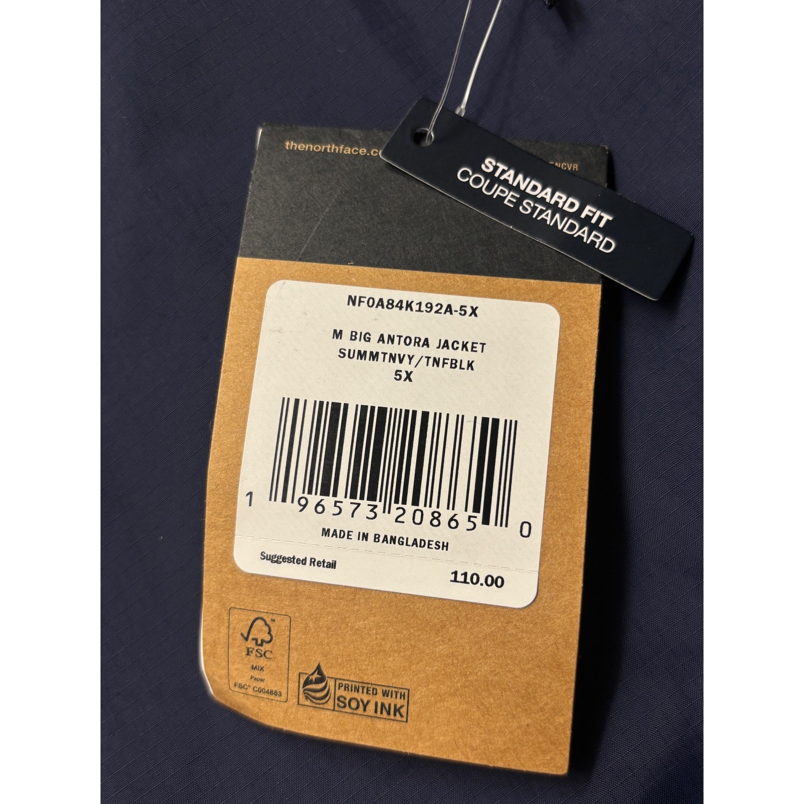 The North Face Mens Big Antora Jacket Navy Blue Black 5X NF0A84K192A-5X NEW