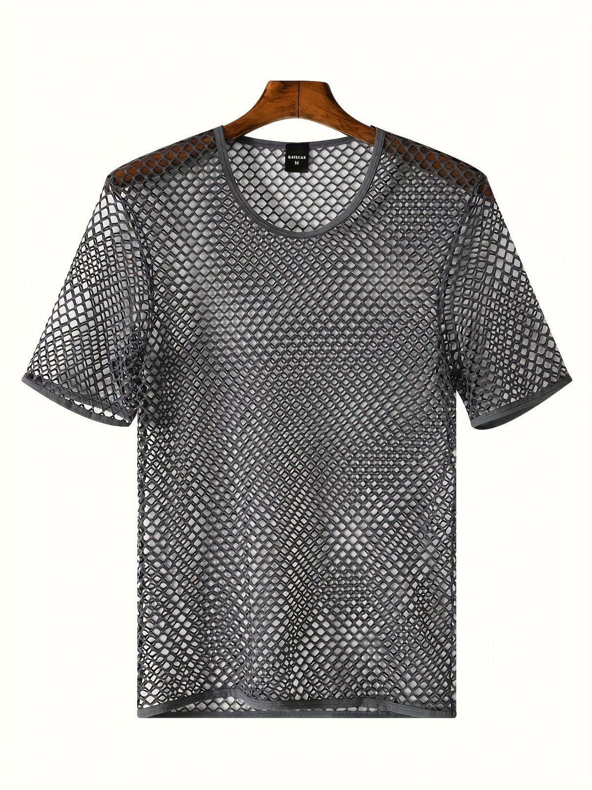 Mens’s Sheer Fishnet Short Sleeve Breathable Large Mesh Hole Top T-Shirts