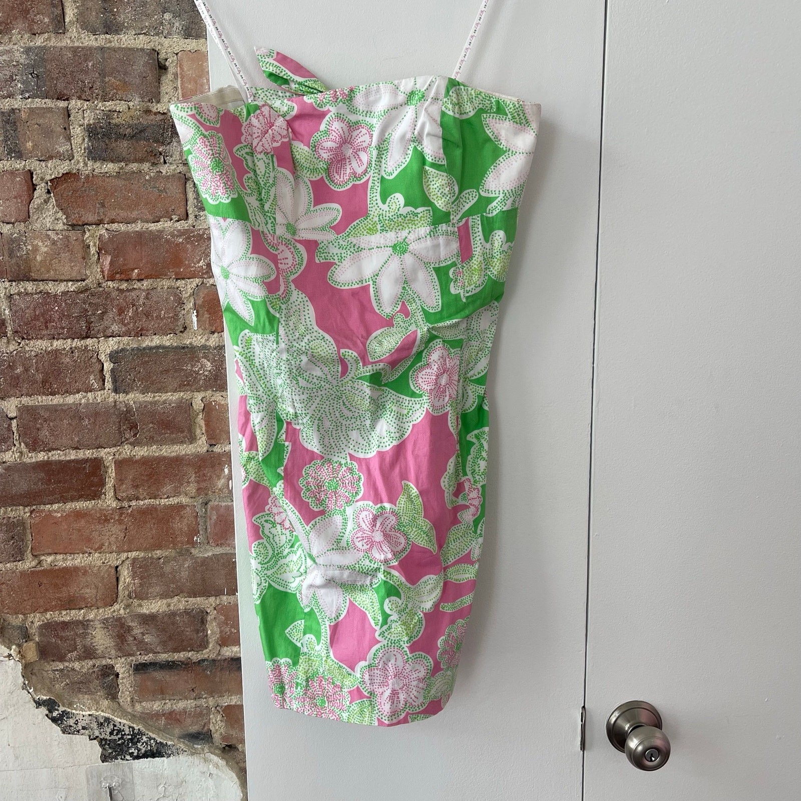 Lilly Pulitzer Women’s Size 4 Strapless Floral Shift Dress Pink Green Lined