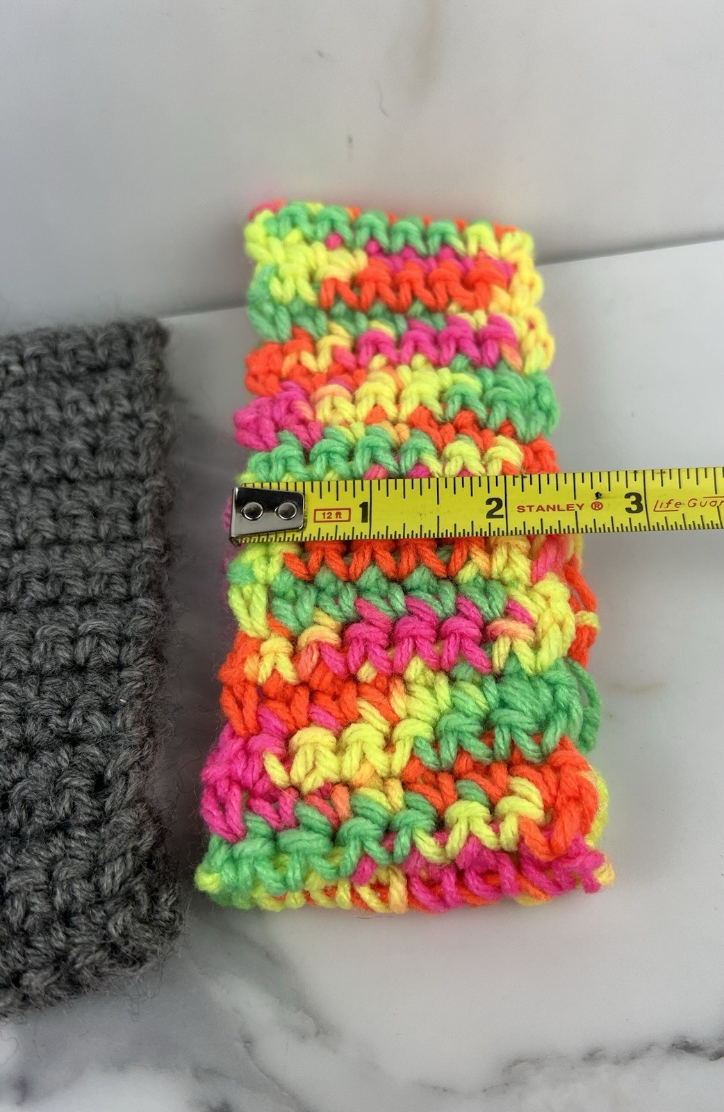Handmade Crochet Headband Ear Warmer Gray Multicolor Flower Accents Set of 3