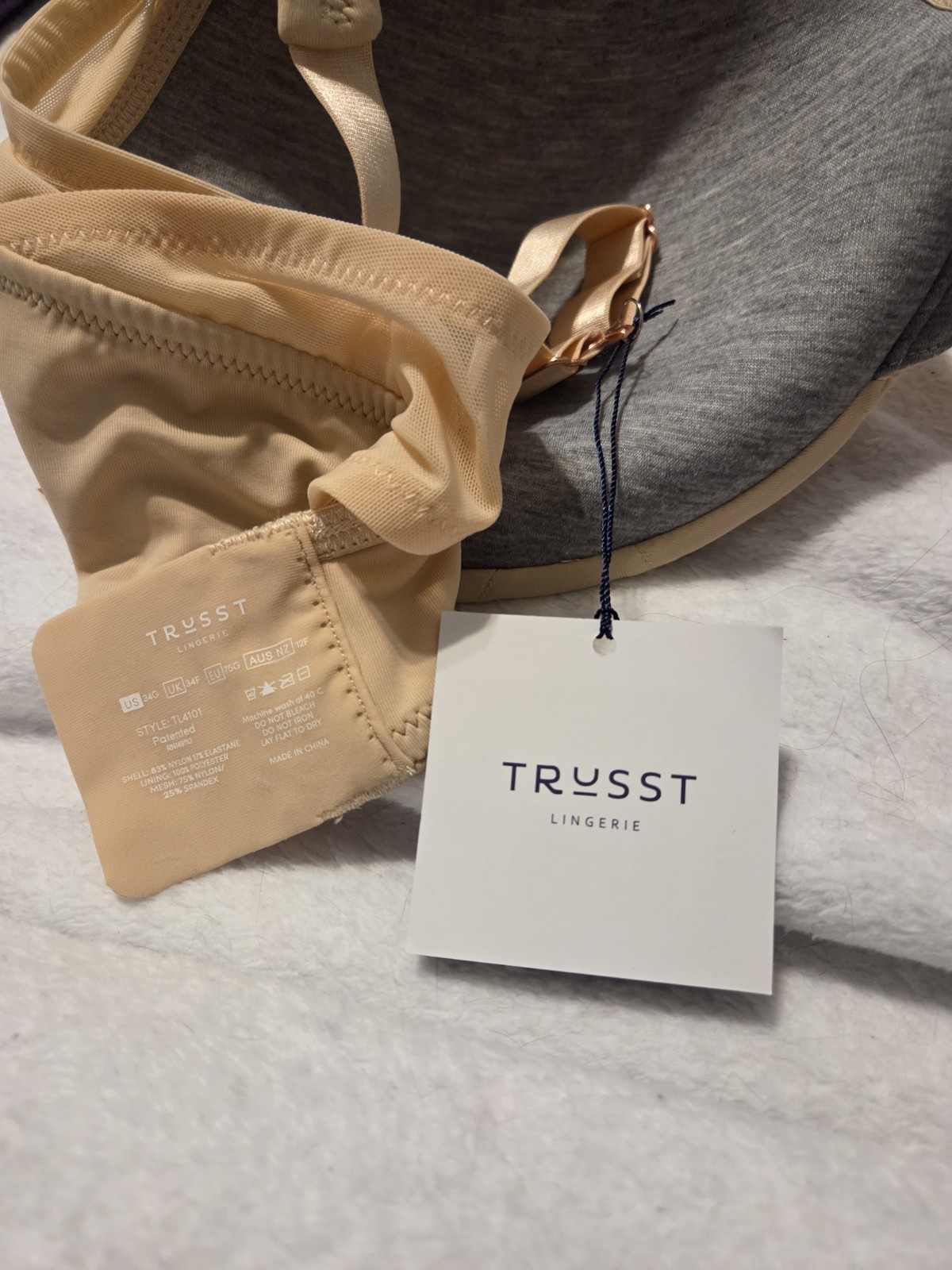 NWT Beige Trusst Lingerie Molded Underwire 34G Bra Nylon Elastane