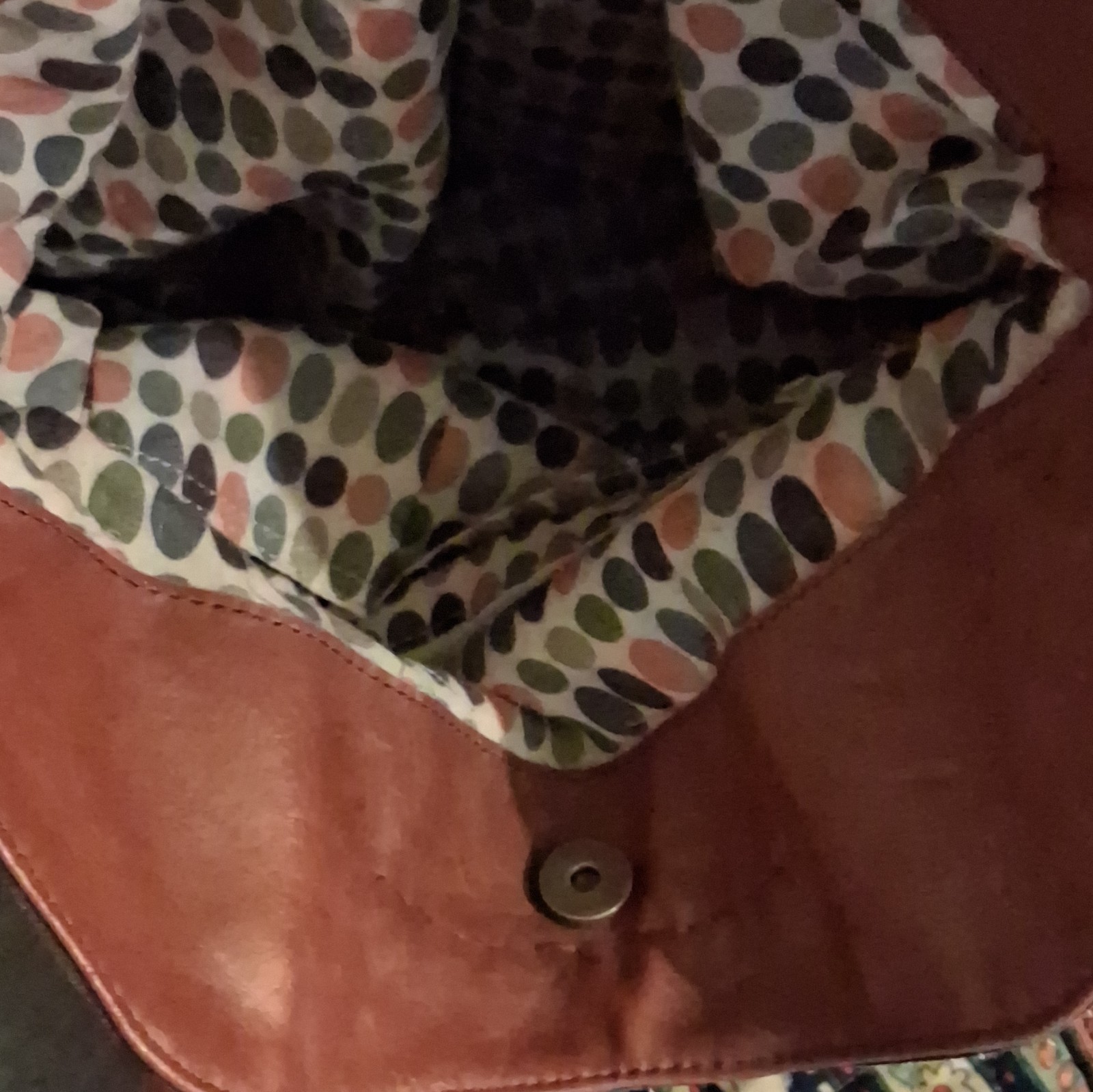 Axcess Brown Geometric Tote Bag Double Handles Snap Closure Gold Hardware Lined