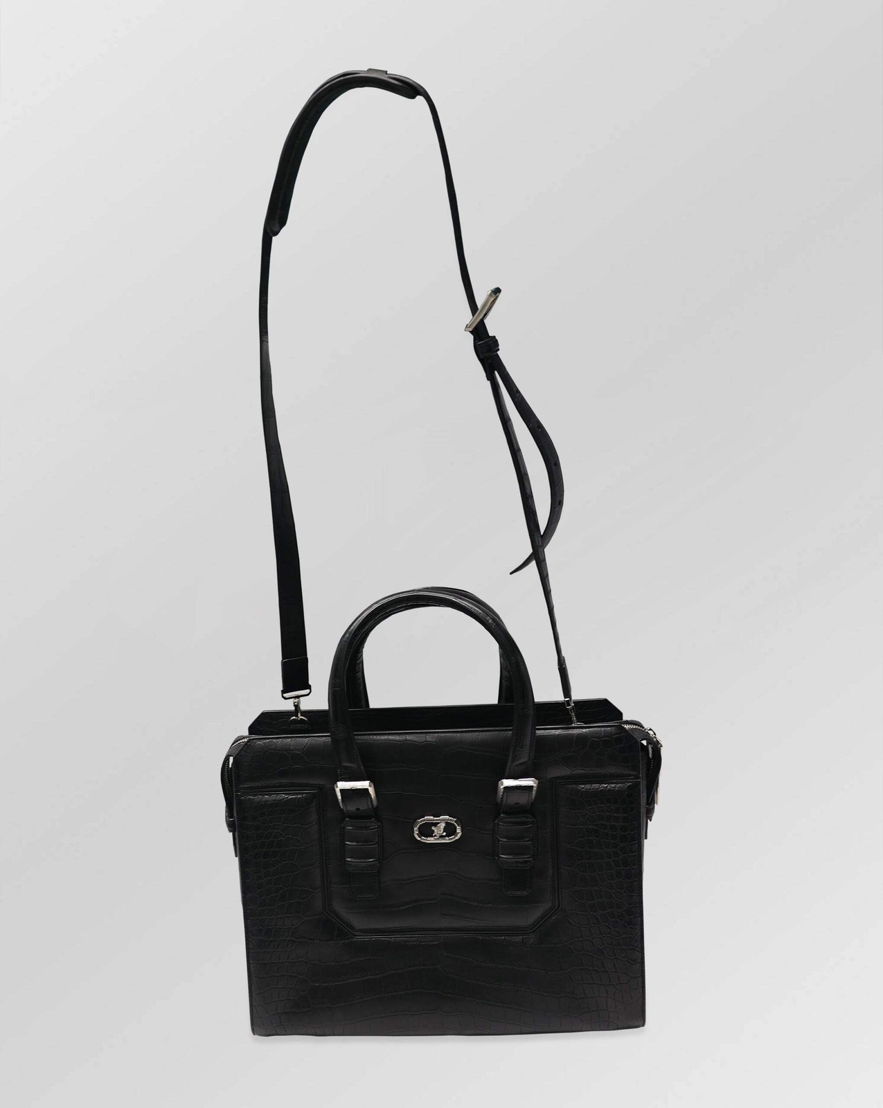 NEW STEFANO RICCI BRIEFCASE $31900 BLACK CROCODILE LEATHER 15X3.9X11 IN