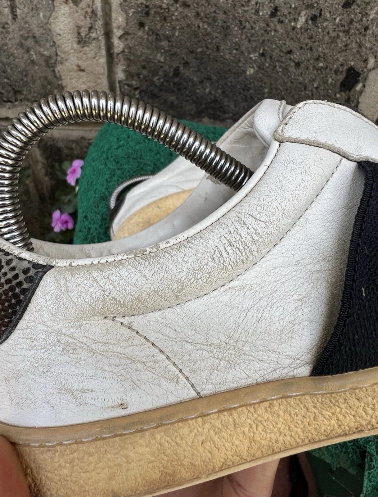 Gucci White 322749 Men’s Leather Slip-on with Web Sneakers U.S 6