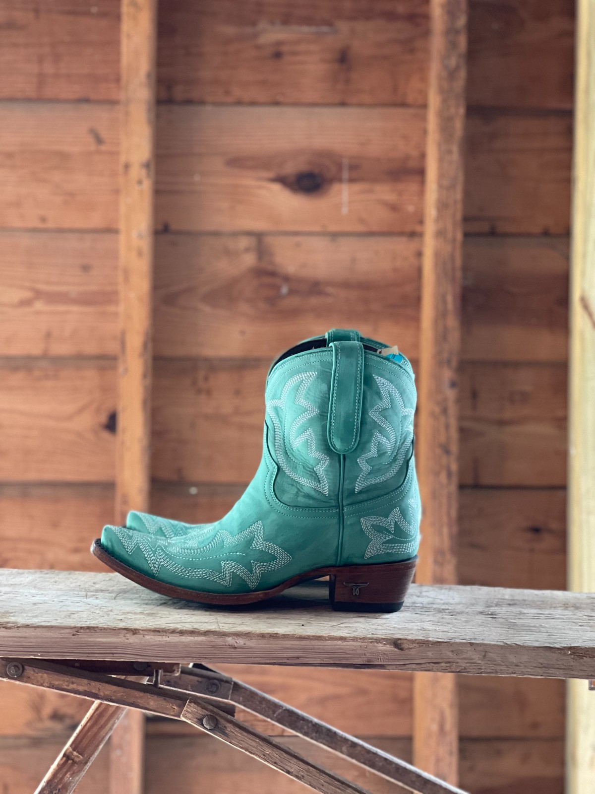 Lane Turquoise Western Ankle Boot – Pointed Toe Cowgirl Booties Size 9