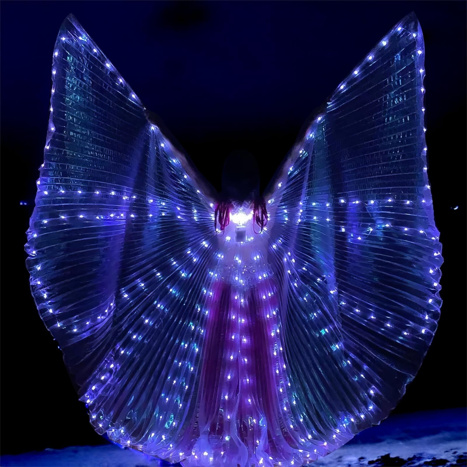 Light Up LED Butterfly Wings Costume – Halloween Angel Moth Cape with Telescopic