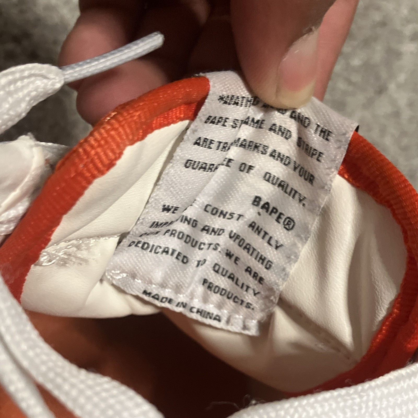 A Bathing Ape BAPE STA Men’s Low Top Lace-Up Sneakers Orange/White Colorblock