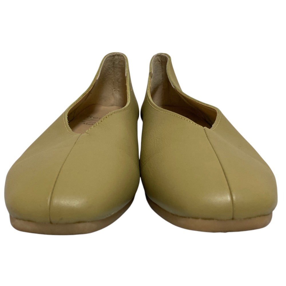 Recipe V-cut square soft leather flat shoes, 9.1″” in yellow-green. Women USED