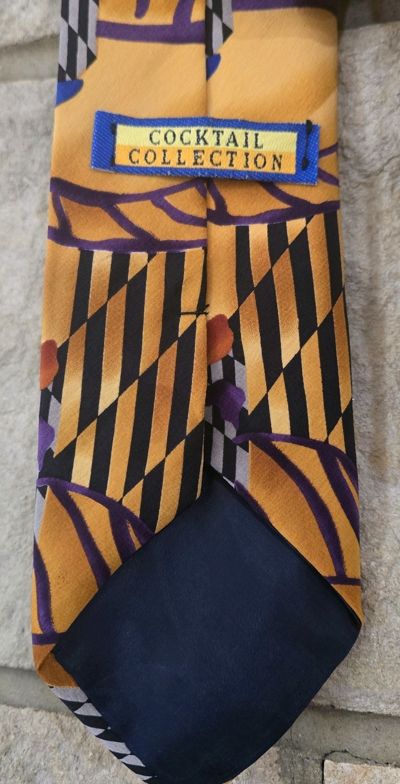 VTG 90s Cocktail Collection Silk Men’s Tie Hand Made Abstract Geometric Martini