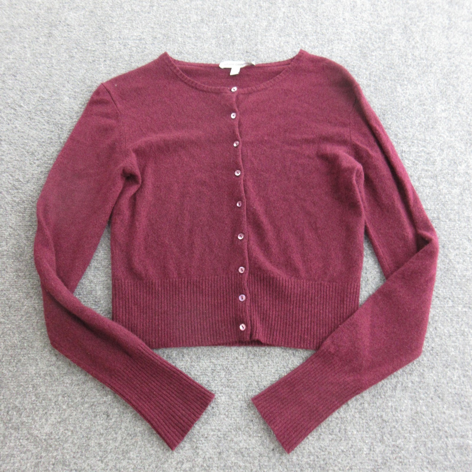 Autumn Cashmere Sweater Cardigan Womens M Red Cashmere Crewneck Button Knit