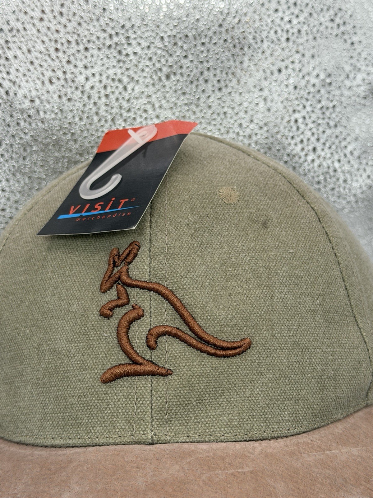 Visit Merchandise Hat Green Australia Kangaroo Suede Brim Cotton Cap Adj