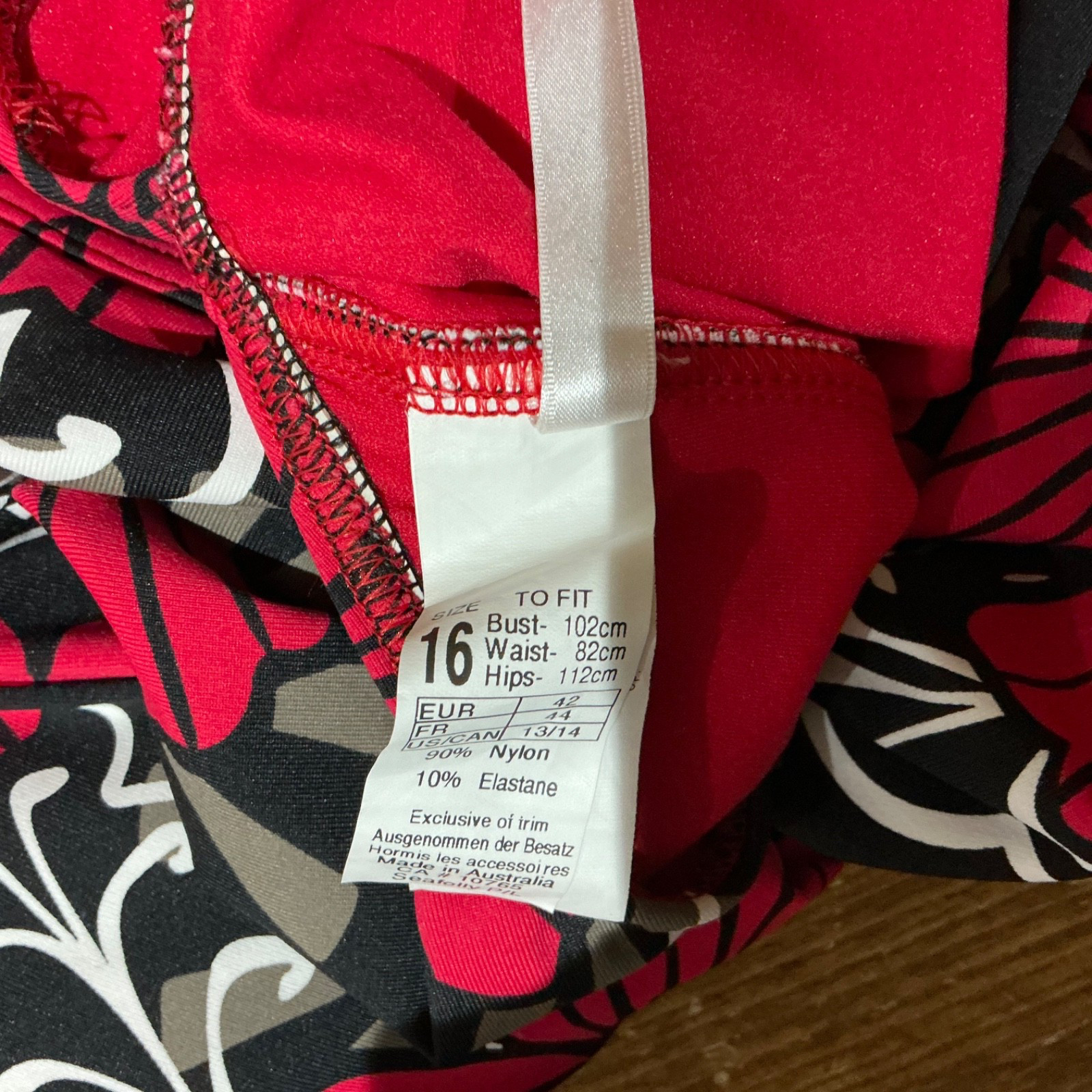 Seafolly Black Red & White Patterned Multi-way Strap Swimsuit Size 16