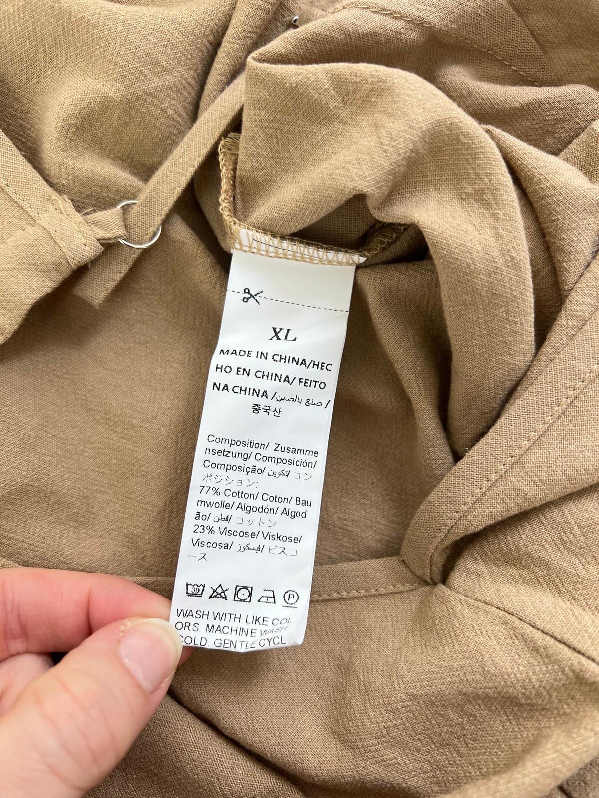 No Brand Natural Beige Crepe Feel Jumpsuit Pockets Lagenlook 2218 Size XL