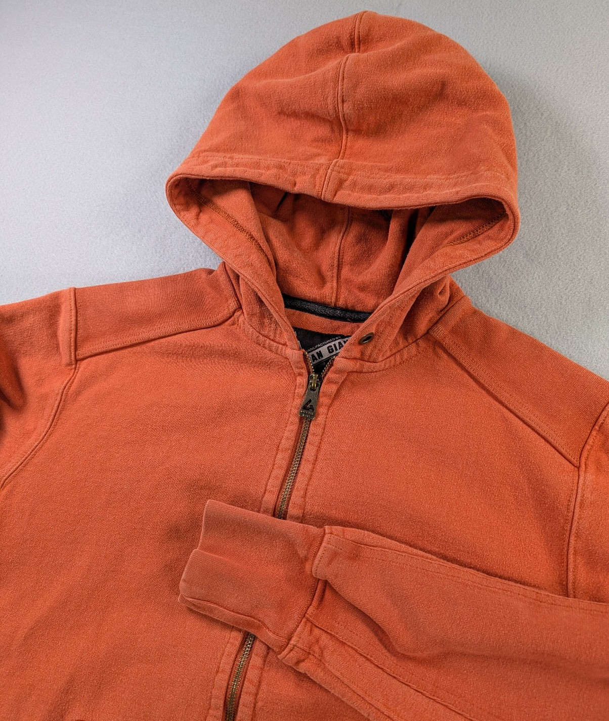 American Giant Full Zip Hoodie Mens Medium Orange Made USA Heavyweight Sweatshir