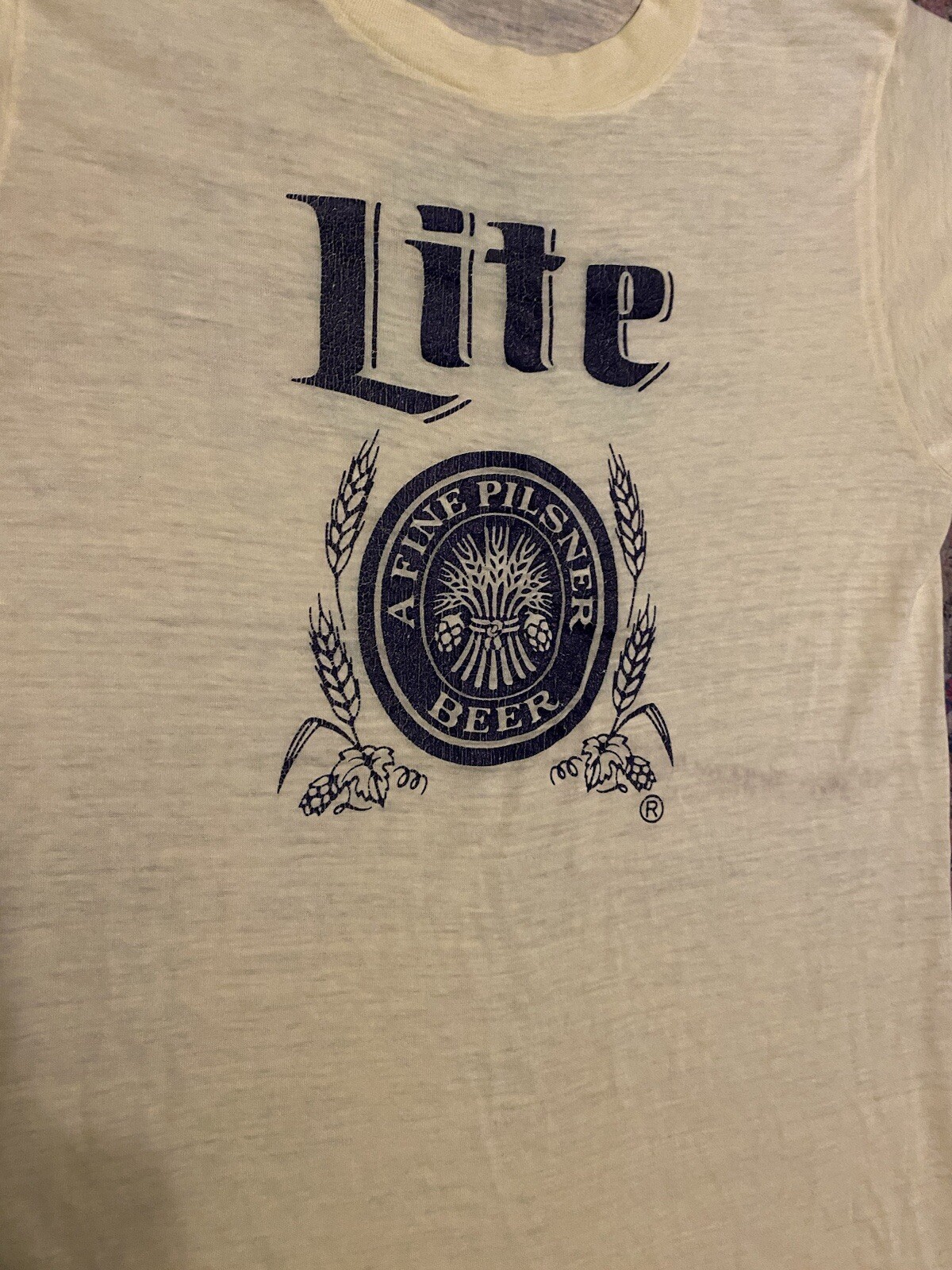 Vintage 80s (Miller) Lite A Fine Pilsner St Paddys Run T Shirt Single Stitch L