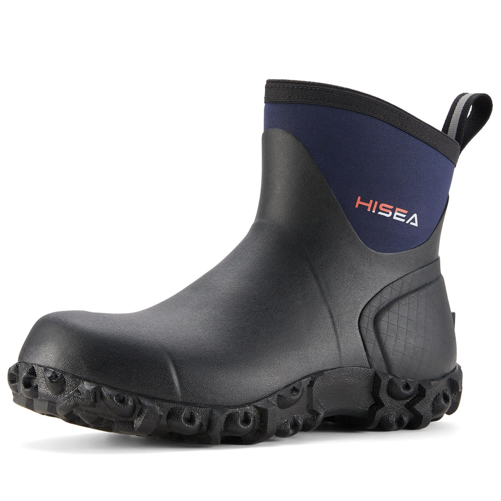 HISEA Men Ankle Rain Boots Neoprene Rubber Waterproof Non-Slip Outdoor Work Boot