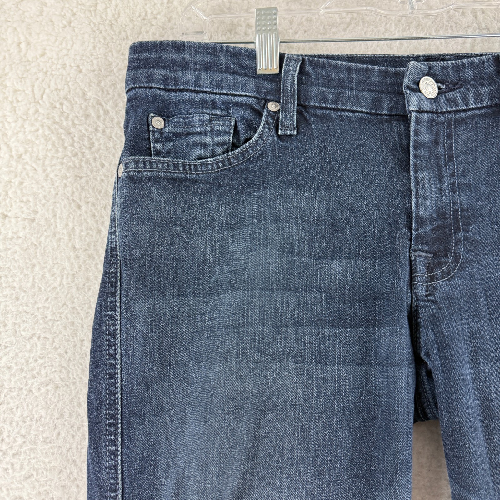 7 For All Mankind Flare Jeans Womens Size 31 Blue Denim Low Rise Dark Wash