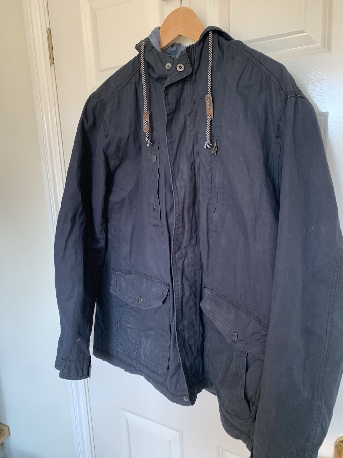 Genuine Jasper Conran Jacket Women’s XL Blue Cotton Hooded Coat – Free Returns