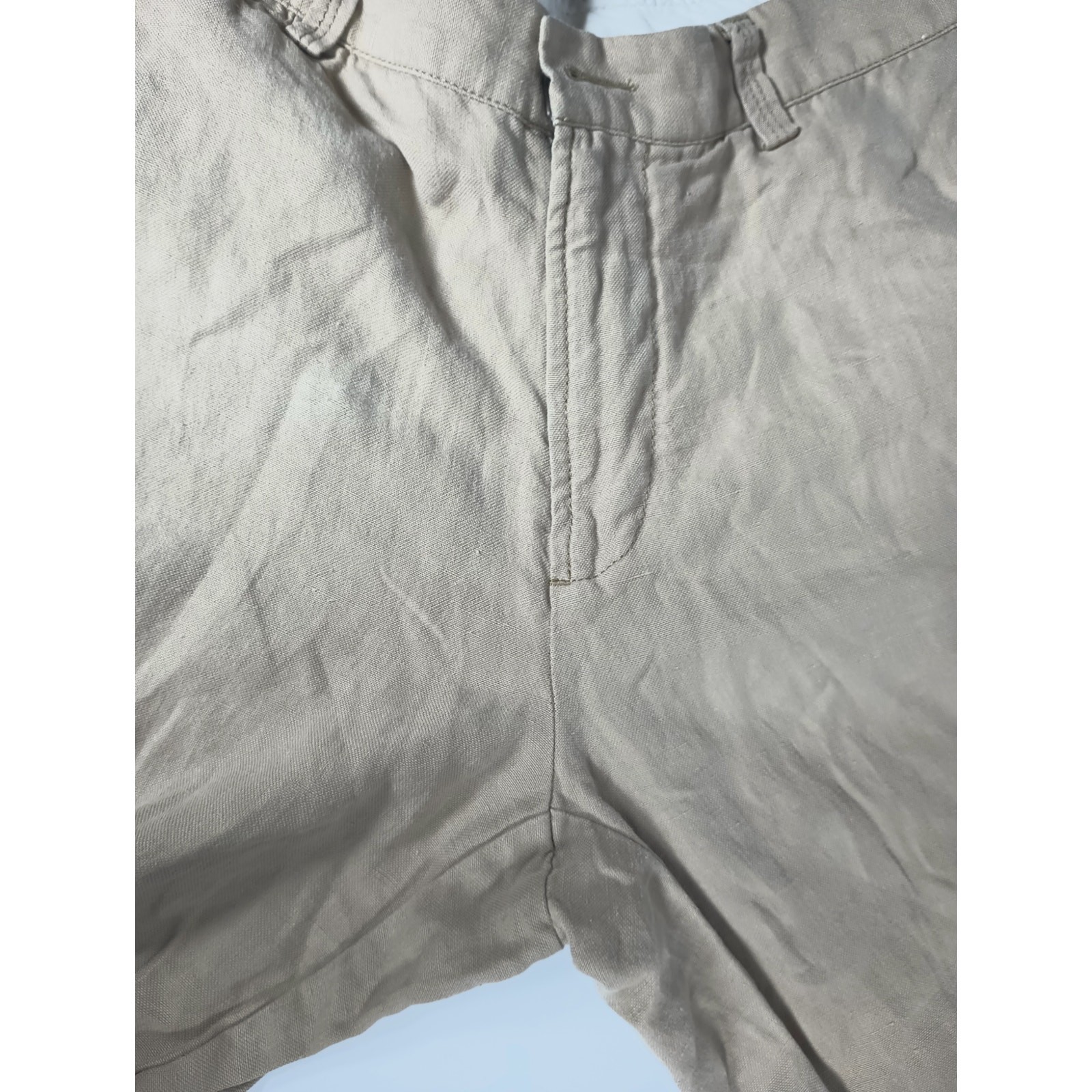 Tommy Bahama Men’s Linen Silk Blend Pants Khaki Flat Front 34×32 (Tagged 32×34)