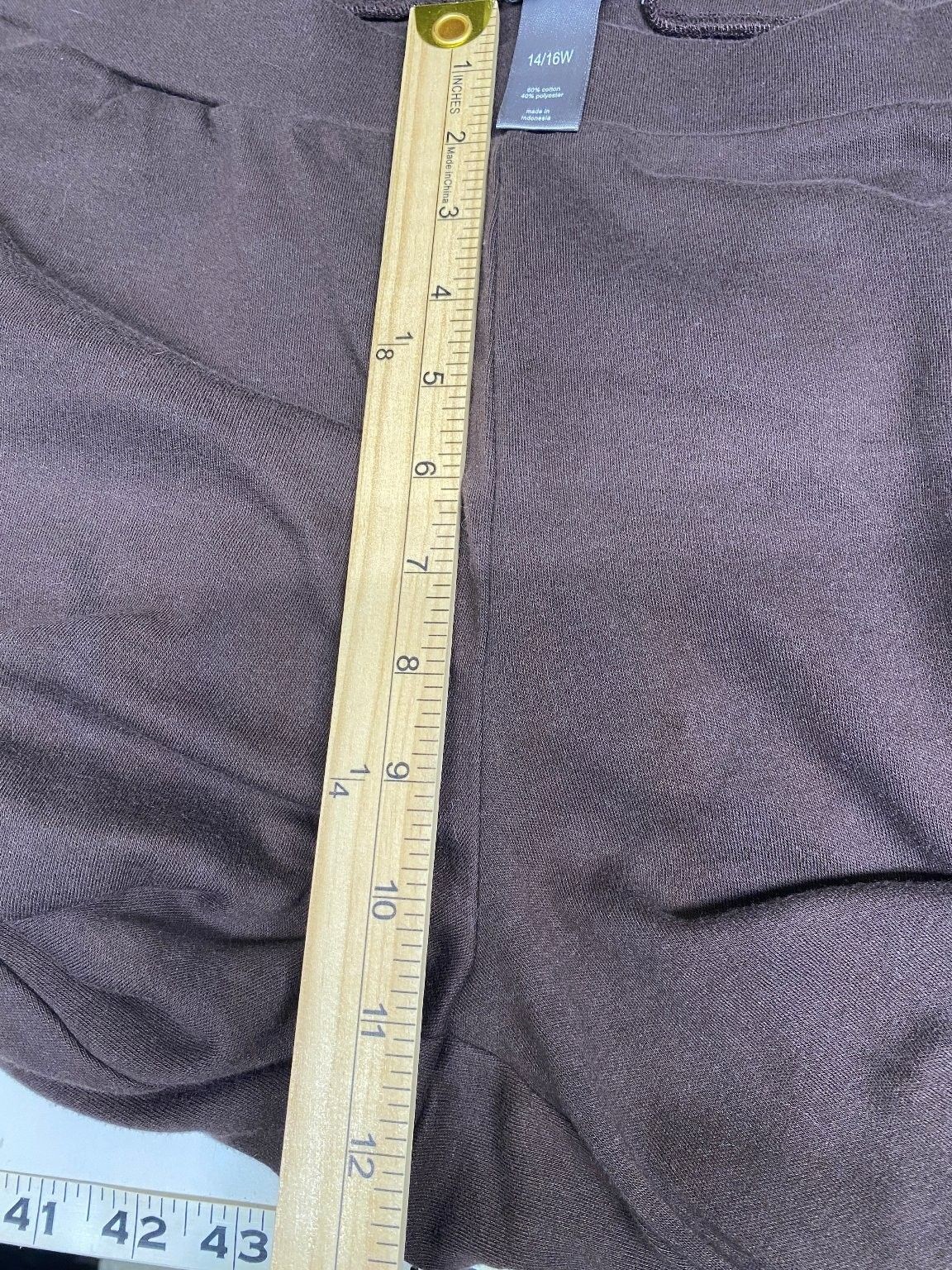 Essentials Women’s Brown Sz 14/16W Cotton Polyester Blend Pants With Pockets