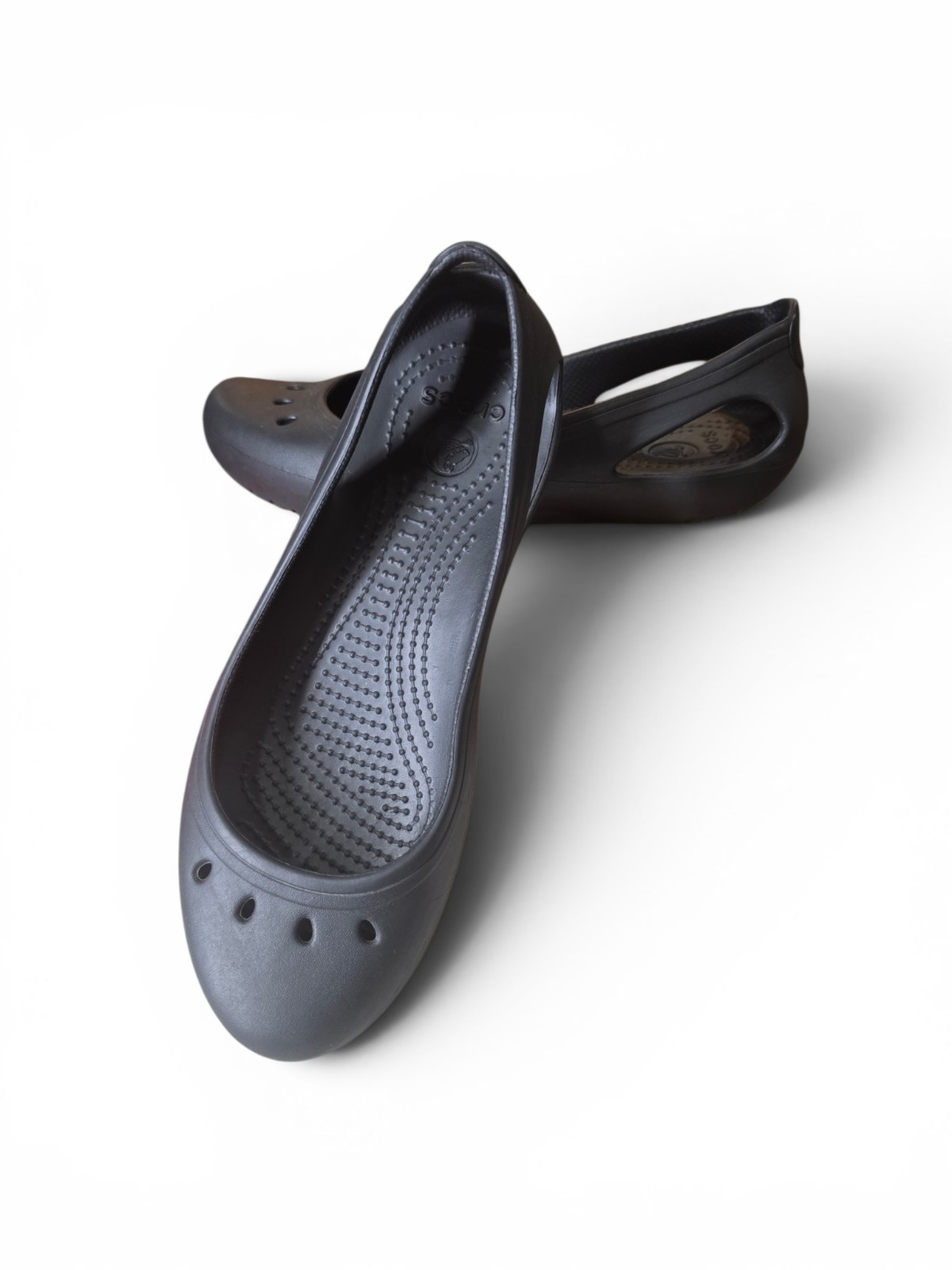 Crocs Kadee Flats Slip On Waterproof Shoes Women Size 8 Solid Black Ballet Flats