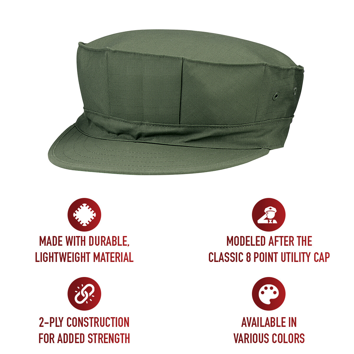 Olive Drab USMC Marines 8 Point Military Cap w/ No Emblem Rothco 5648