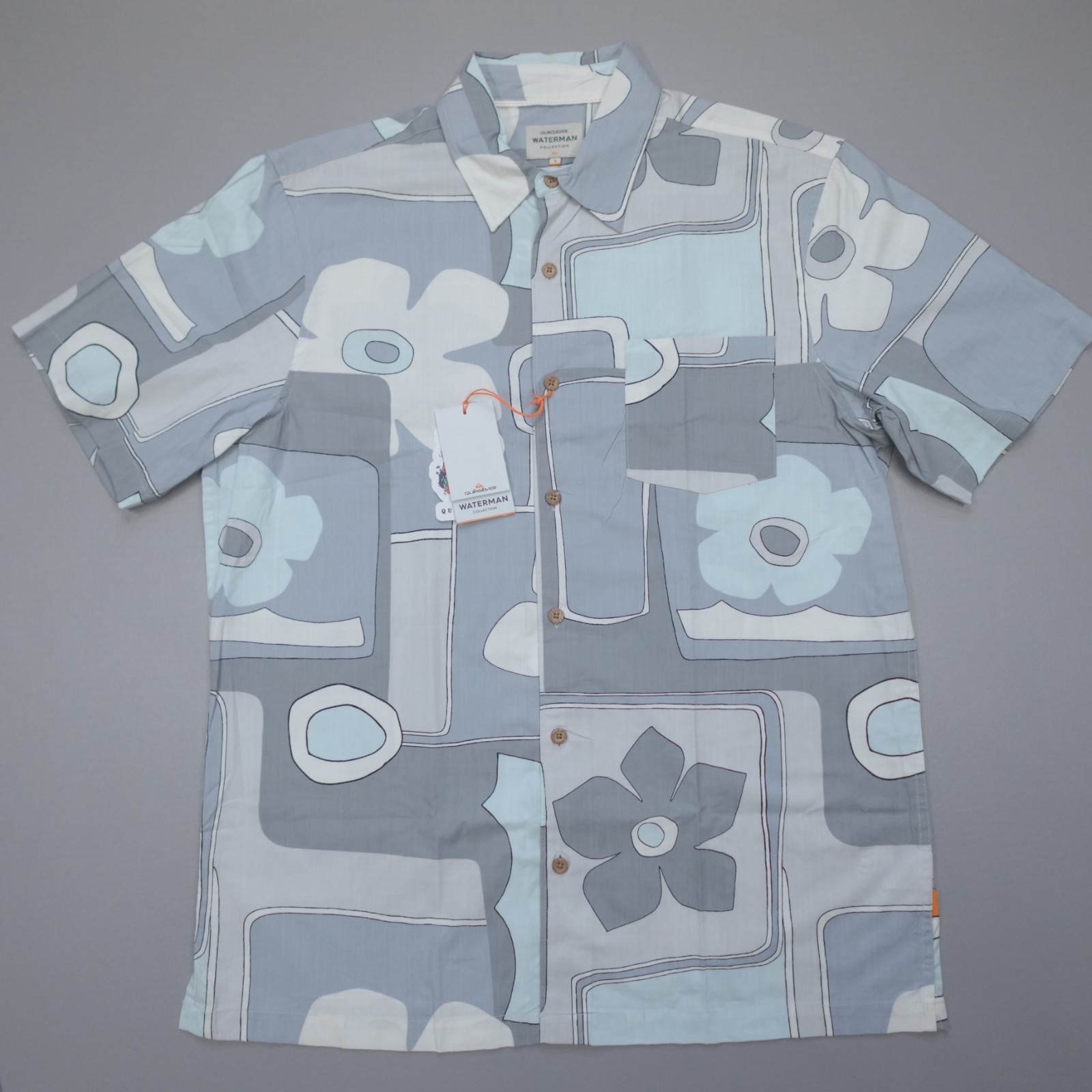 Quicksilver Men’s Carbon Surfrider Printed Short Sleeve Comfort Fit Rayon Blend