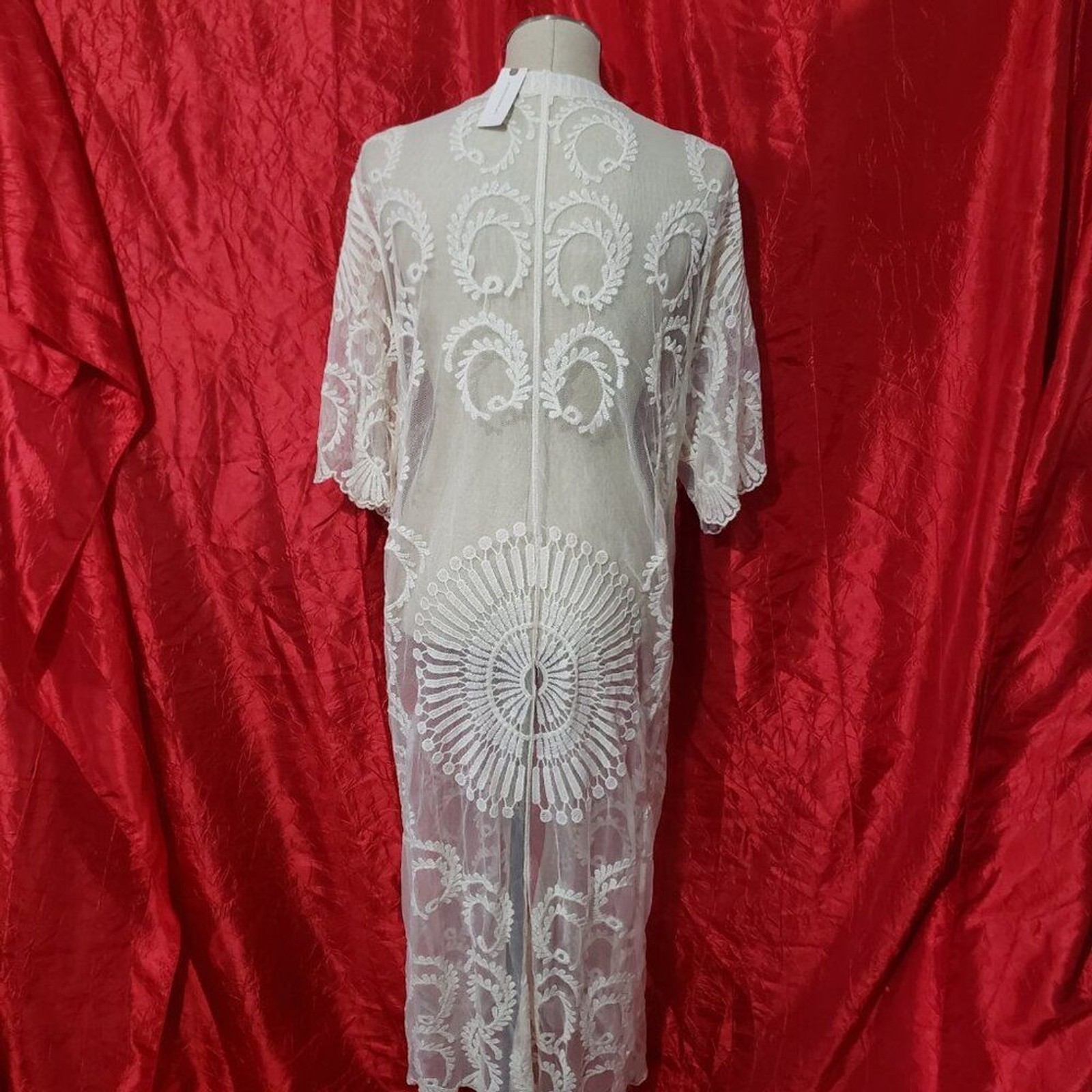New Anthropologie Do Everything in Love Ivory Long Lace Cardigan Duster Cover Up