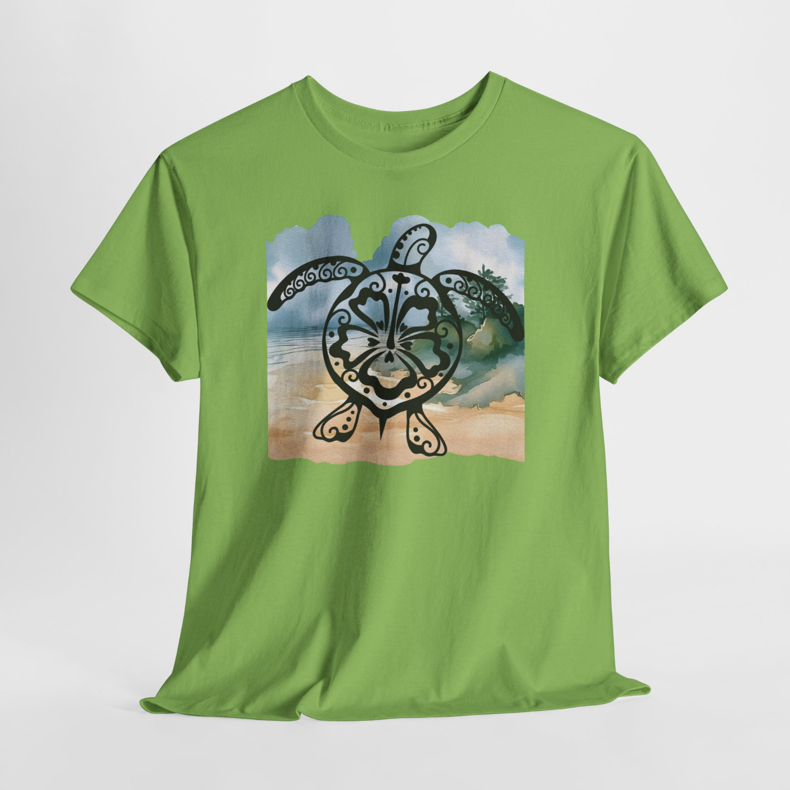 Sea Turtle Blue Beach Ocean Sand Graphic T Shirt Tee Top S-XL, Plus 2X 3X 4X 5X