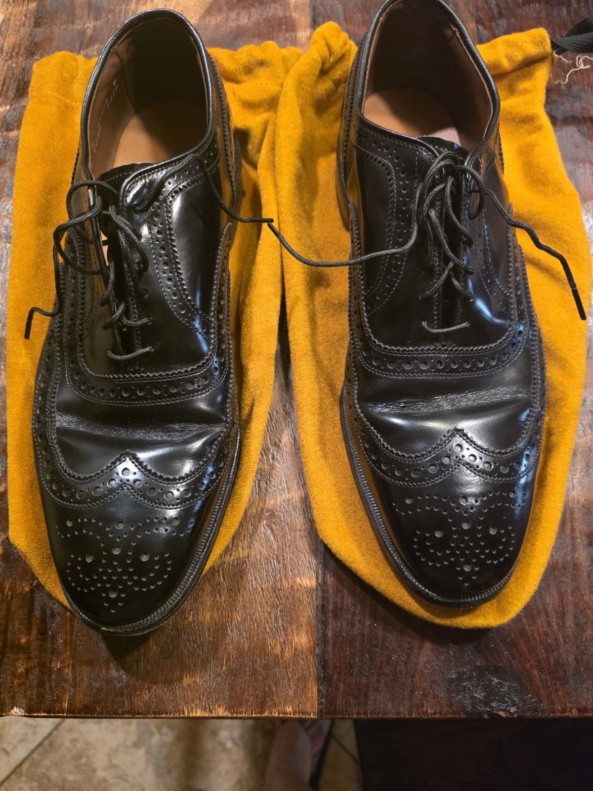 Allen Edmonds McAllister Black Leather Wingtip Brogue Oxford 10.5 D