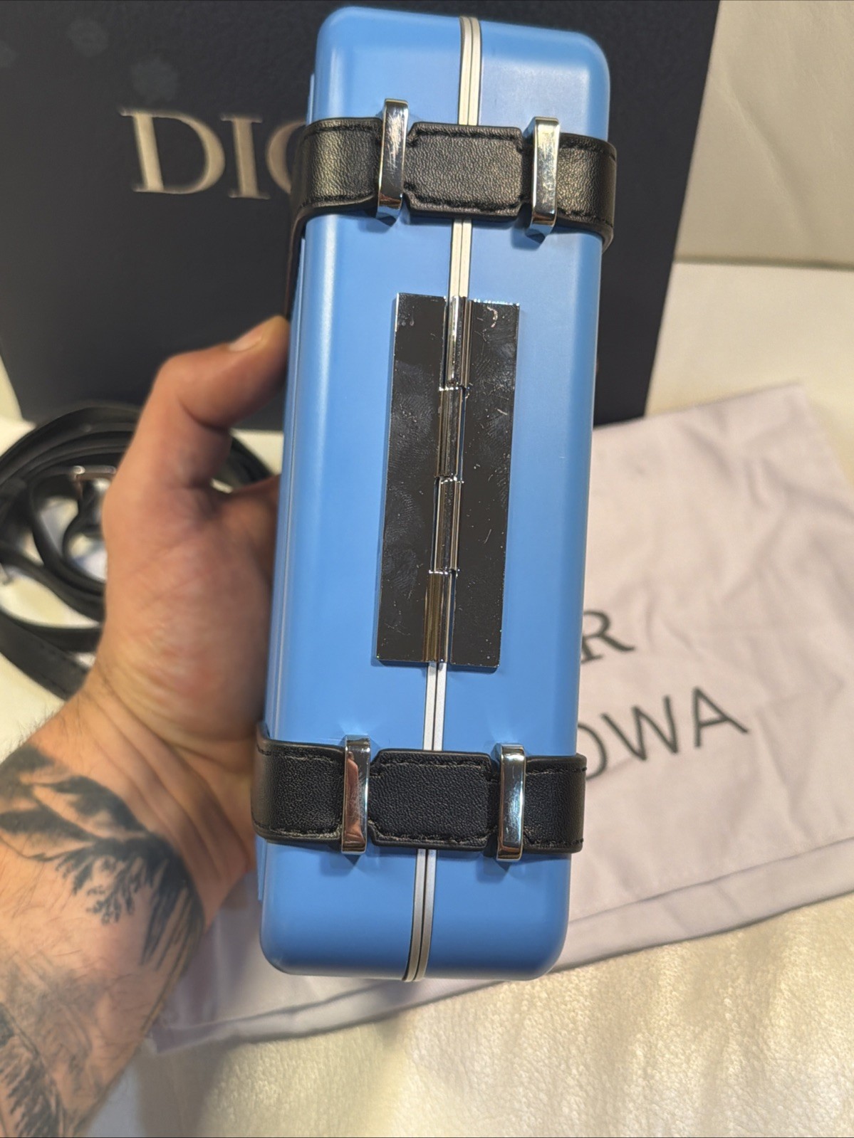 RIMOWA Personal Aluminum Cross-Body Clutch Bag – Blue