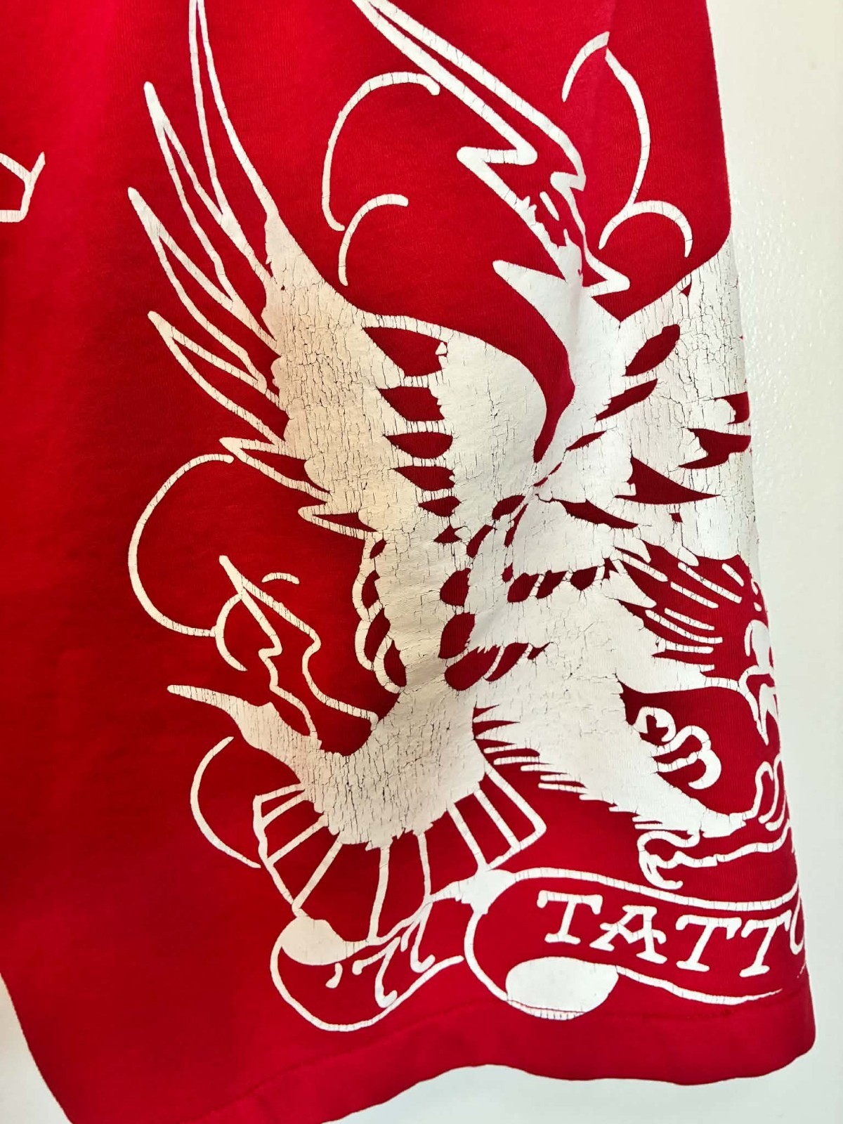 Ed Hardy Men’s Red Graphic Sweat Shorts Size XL Tiger Eagle Tattoo Drawstring