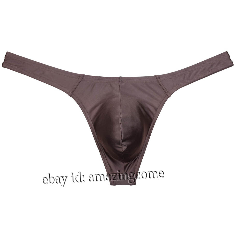 3PCS Men’s Low-rise Shine Thong Underwear Bulge Pouch Bikini G-string Underpants