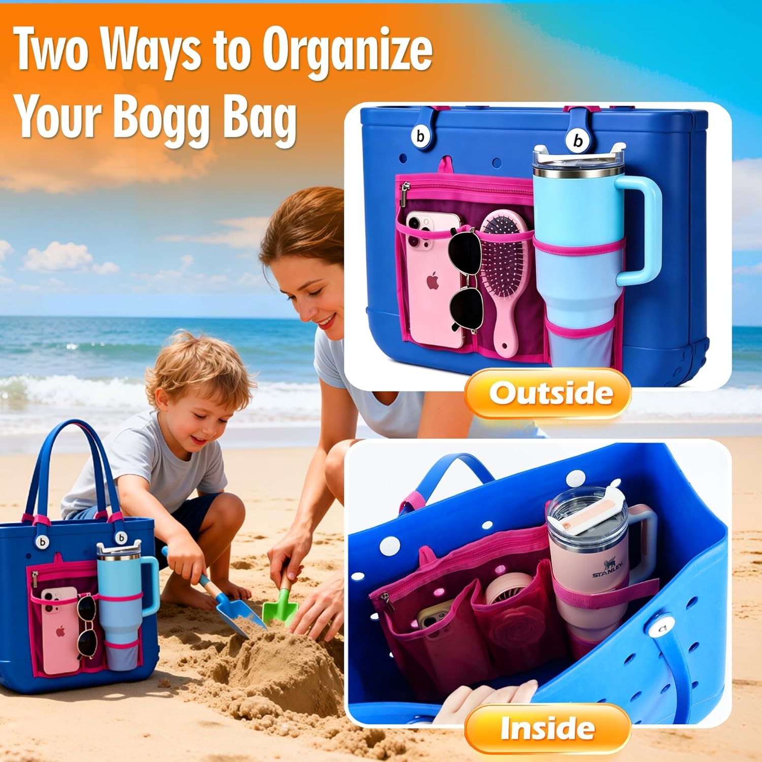 Bogg Bag Organizer Insert Mesh Pouch Holder with Divider for Accessories