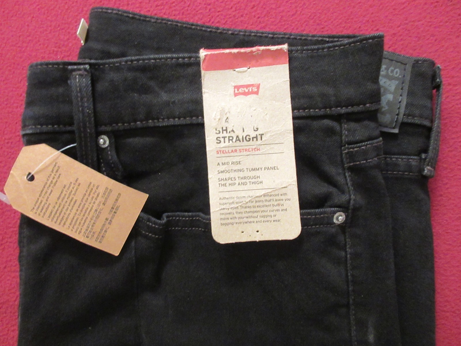 Levis 314 BlackJeans Womens 33 x 32 Shaping Straight Blackout Biker Denim