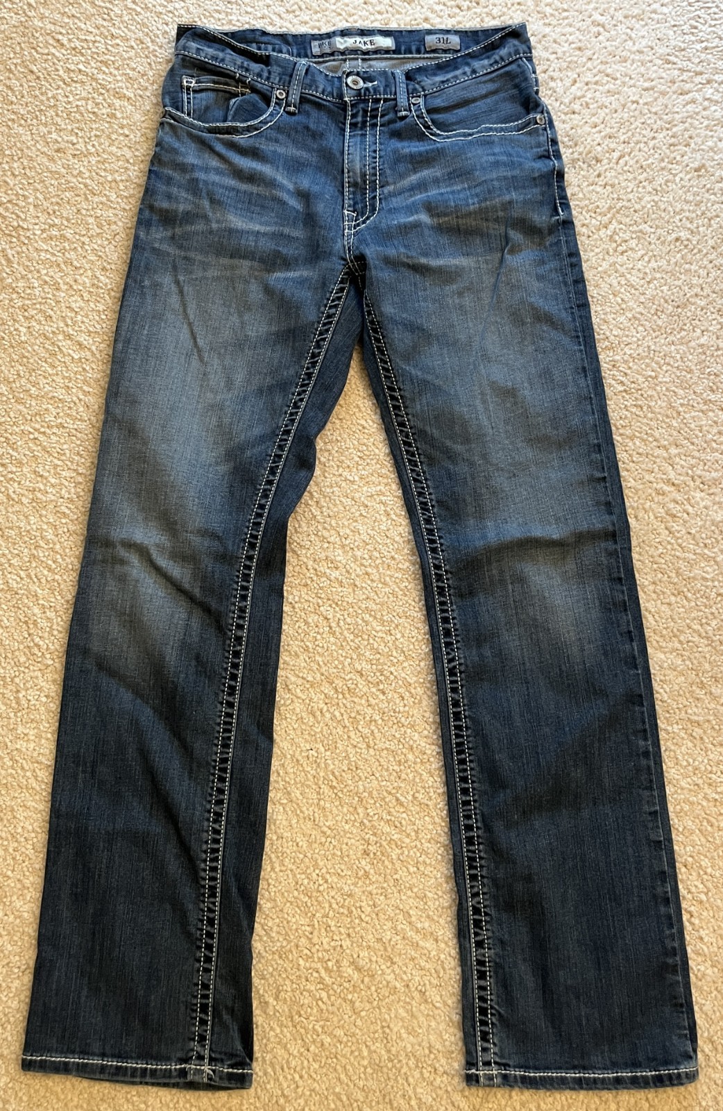 BKE Buckle JAKE Straight Blue Stretch Denim Jeans Men 31 Long