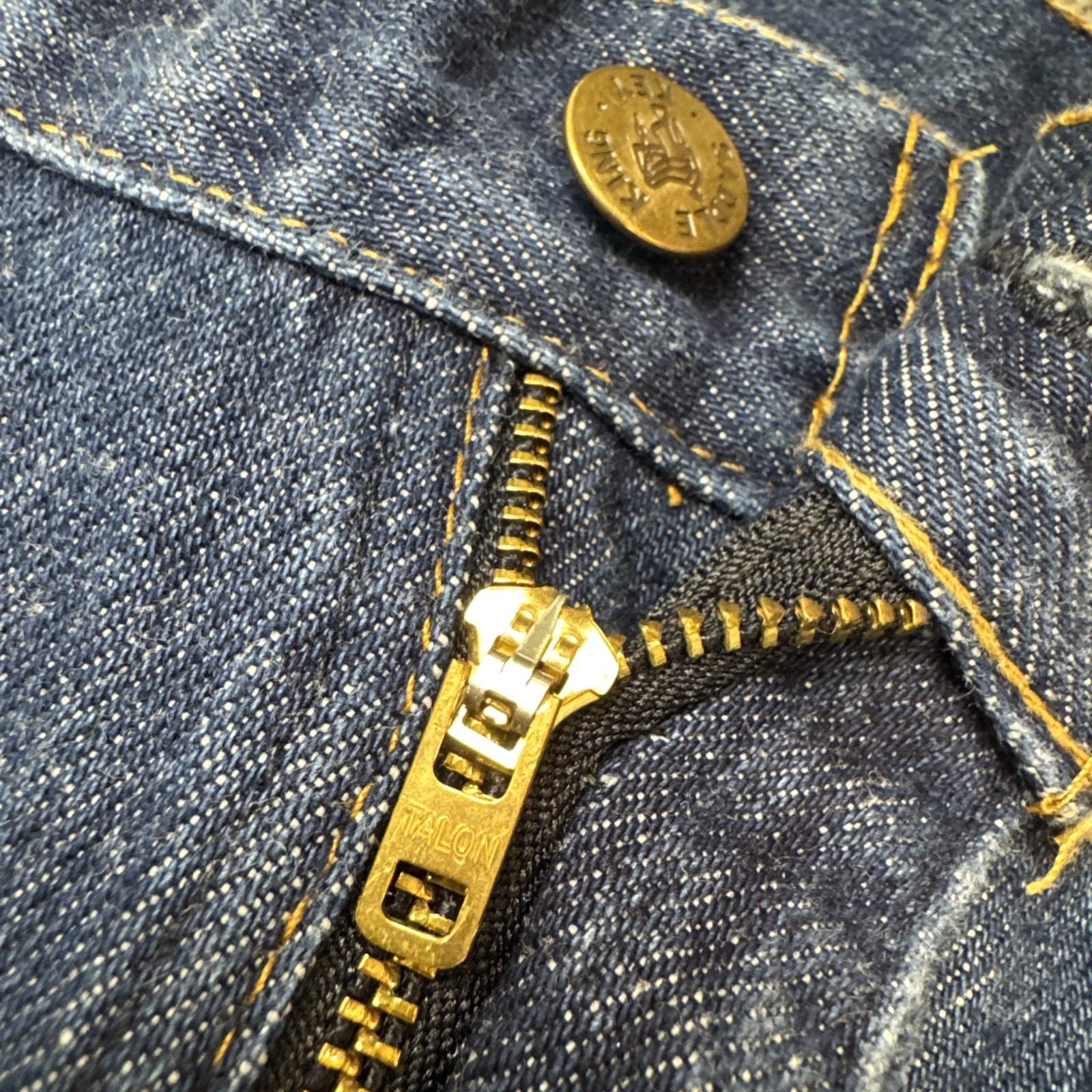 Saddle King Key Jeans Men’s 34×36 Vintage Raw Denim Blue Medium Wash