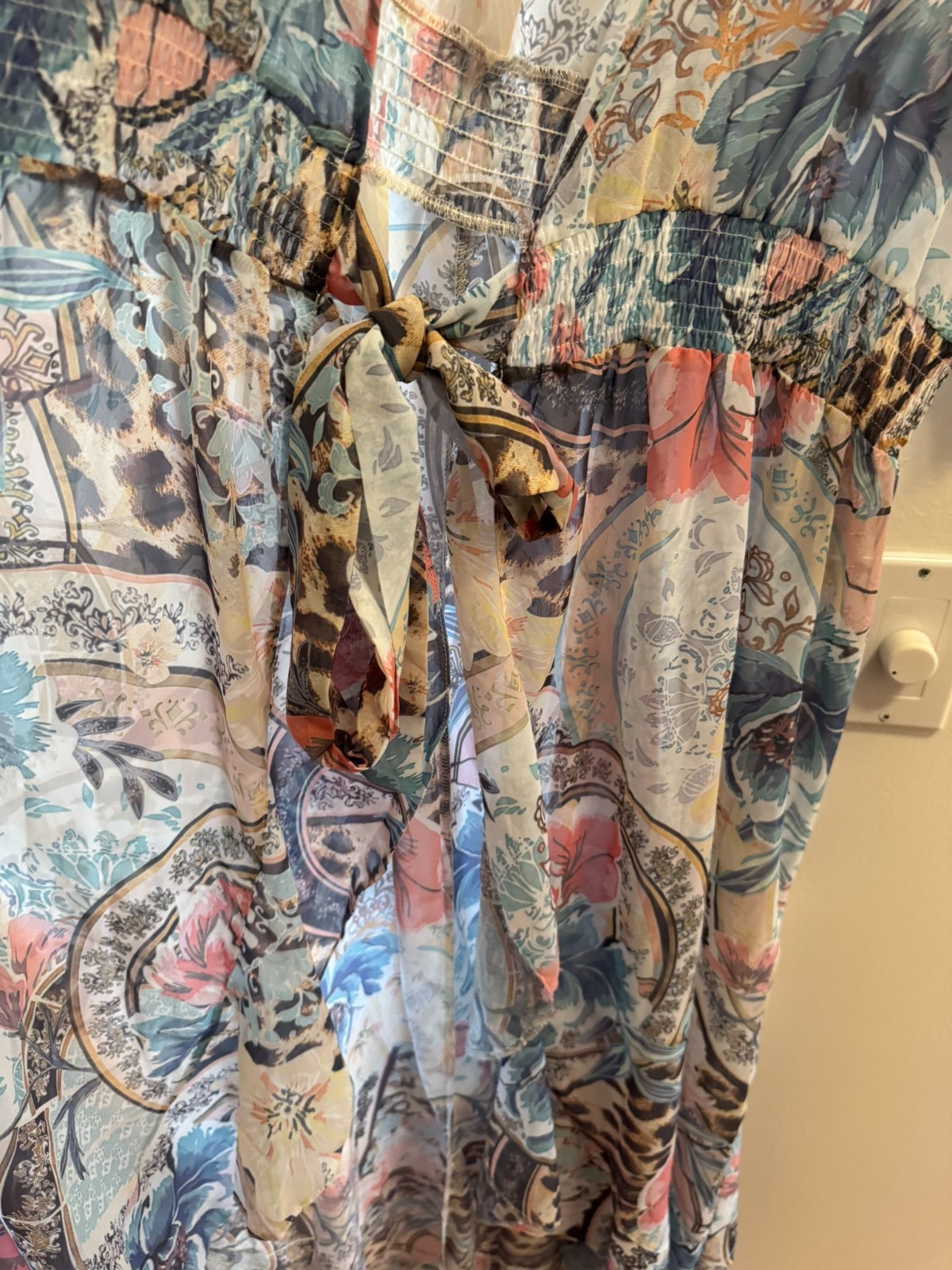 Venus 1X Multicolor Floral Paisley Sequin Kaftan Maxi Dress Duster Coverup Plus