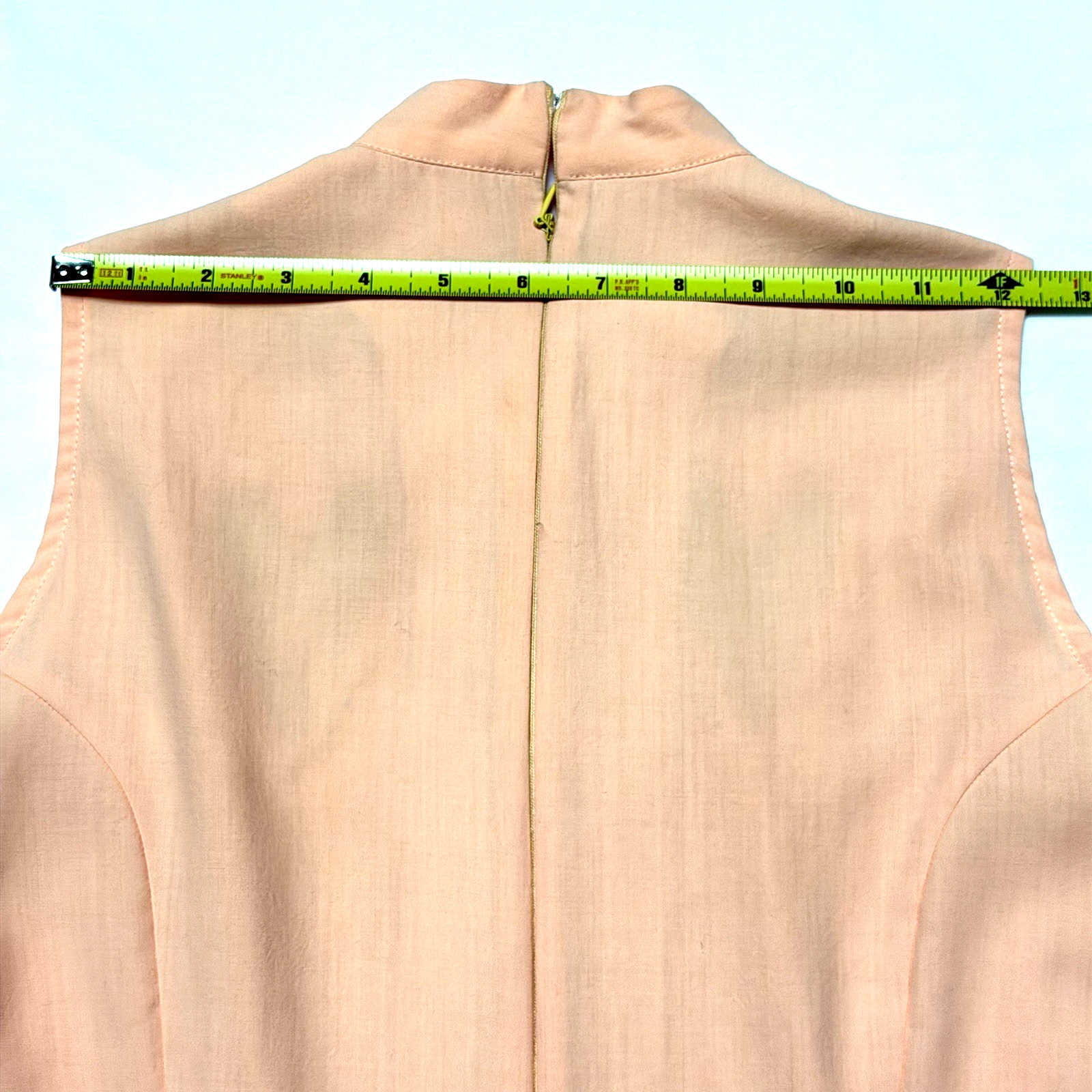 Vintage 90s Seize Sleeveless Mock Neck Top Salmon Pink Heart Cutout Sheer S Y2K