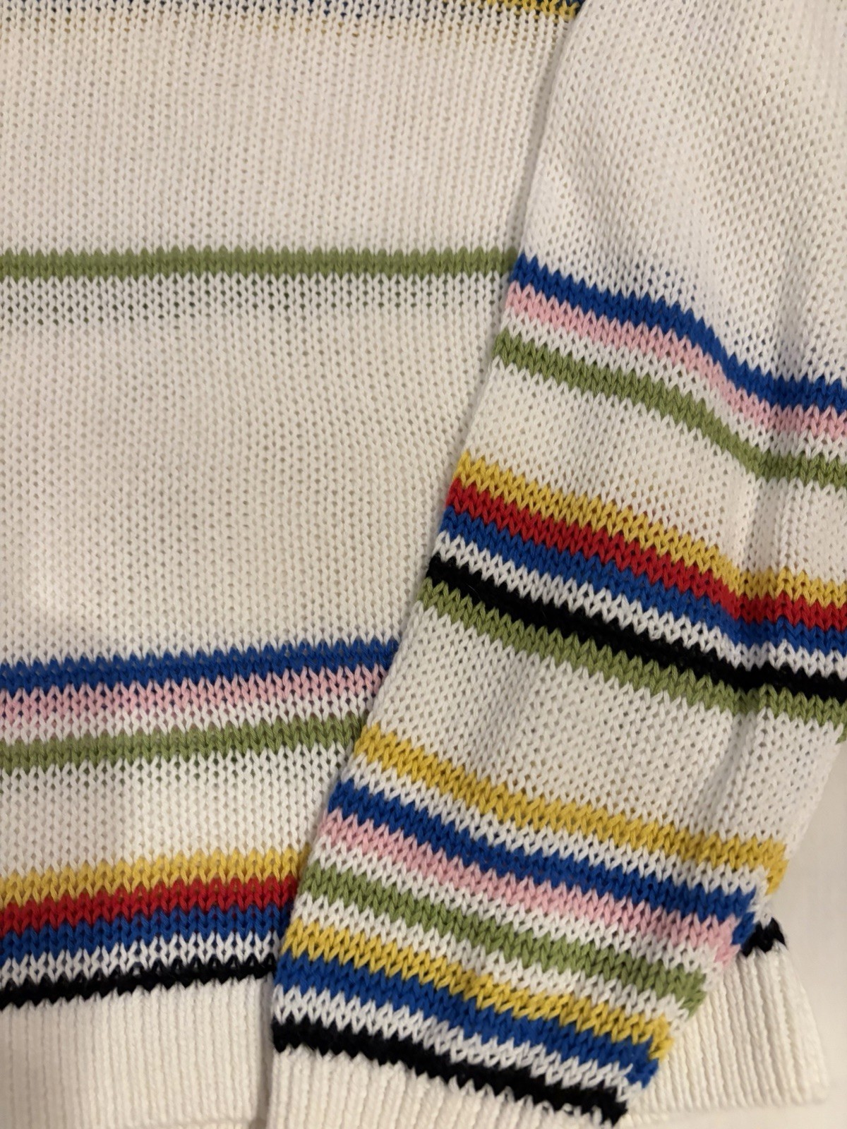 Pistola Striped Knit Crewneck Pullover Sweater White Multicolor XS, runs large