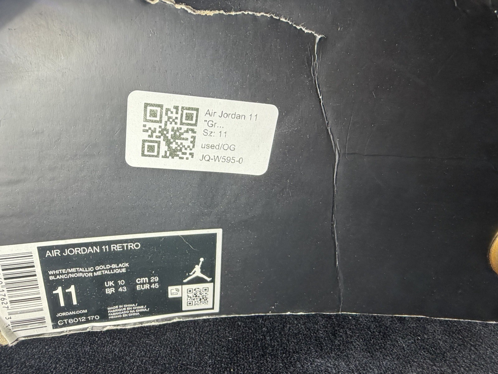 Jordan 11 gratitude size 11 men