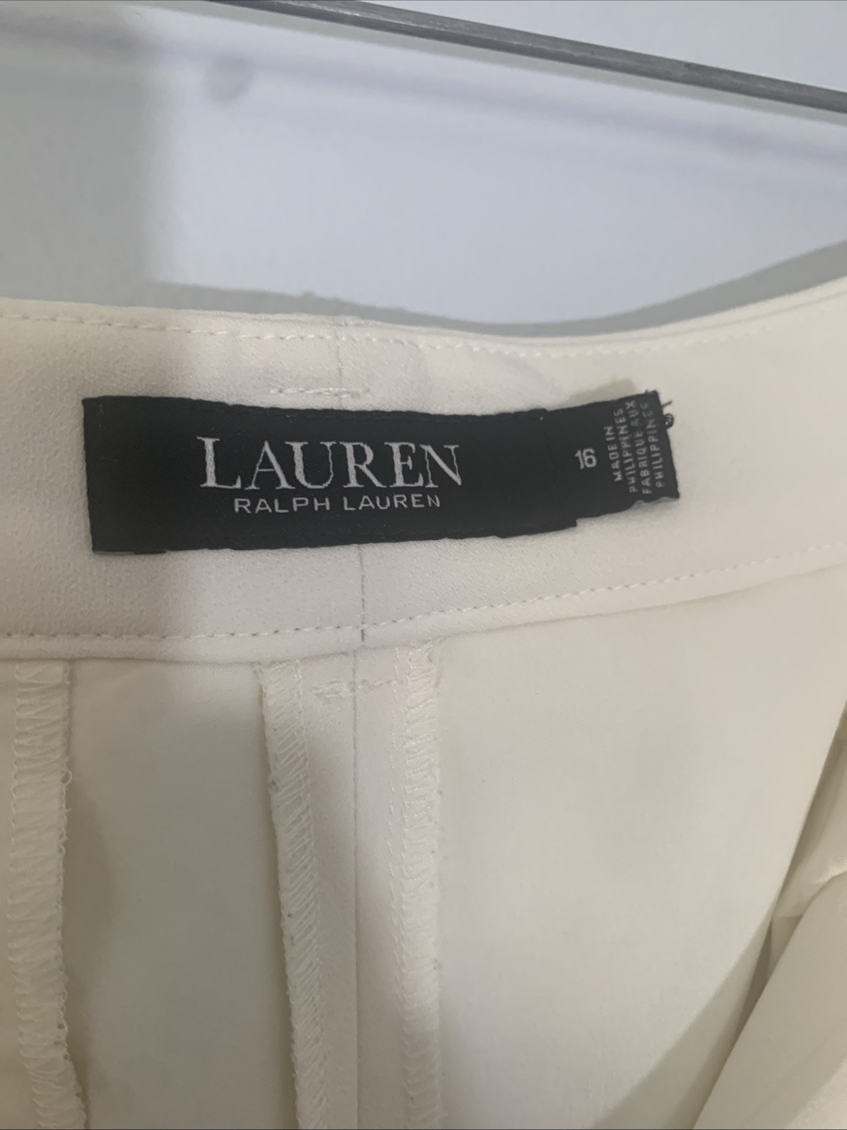 LRL Black Label Wide Leg Trouser Pants Women Size 16 Winter Cream Inseam 29.5 in