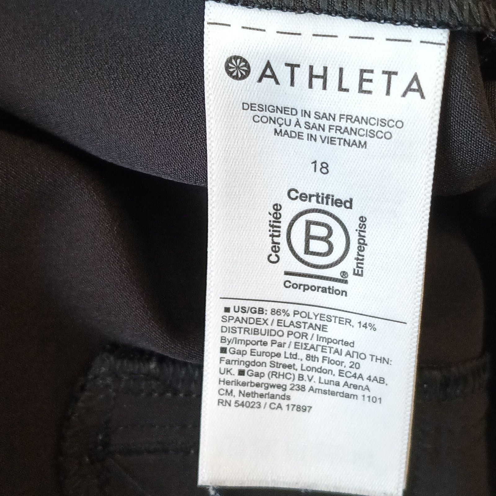 Athleta Ankle Pants Womens Size 18 Black Pull On 40×27.5 Zipped Pockets