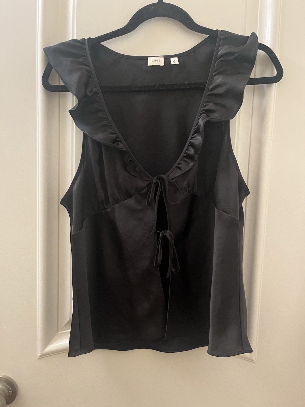 Aritzia Wilfred Women’s Black Tie Front Blouse Size L