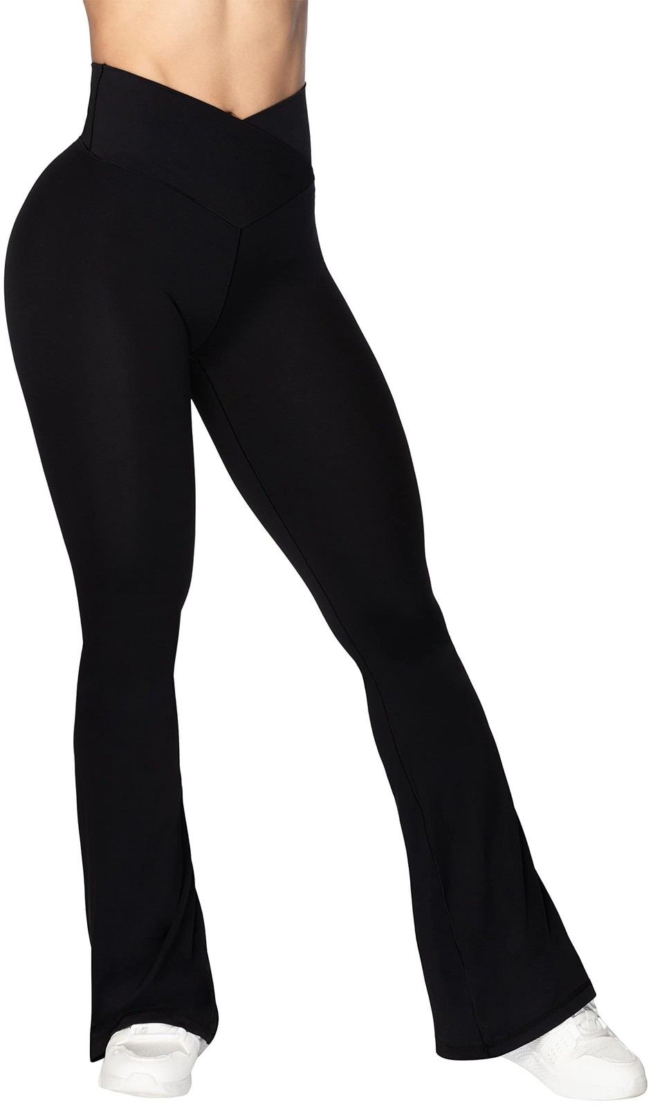 Sunzel Black Flare Leggings Crossover Yoga Pants Tummy Control 28″ INSEAM S