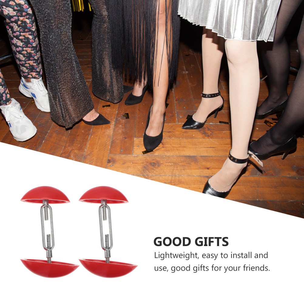 1Pair Adjustable Shoe Expander in Red ABS and Aluminum Material for Shoe Support