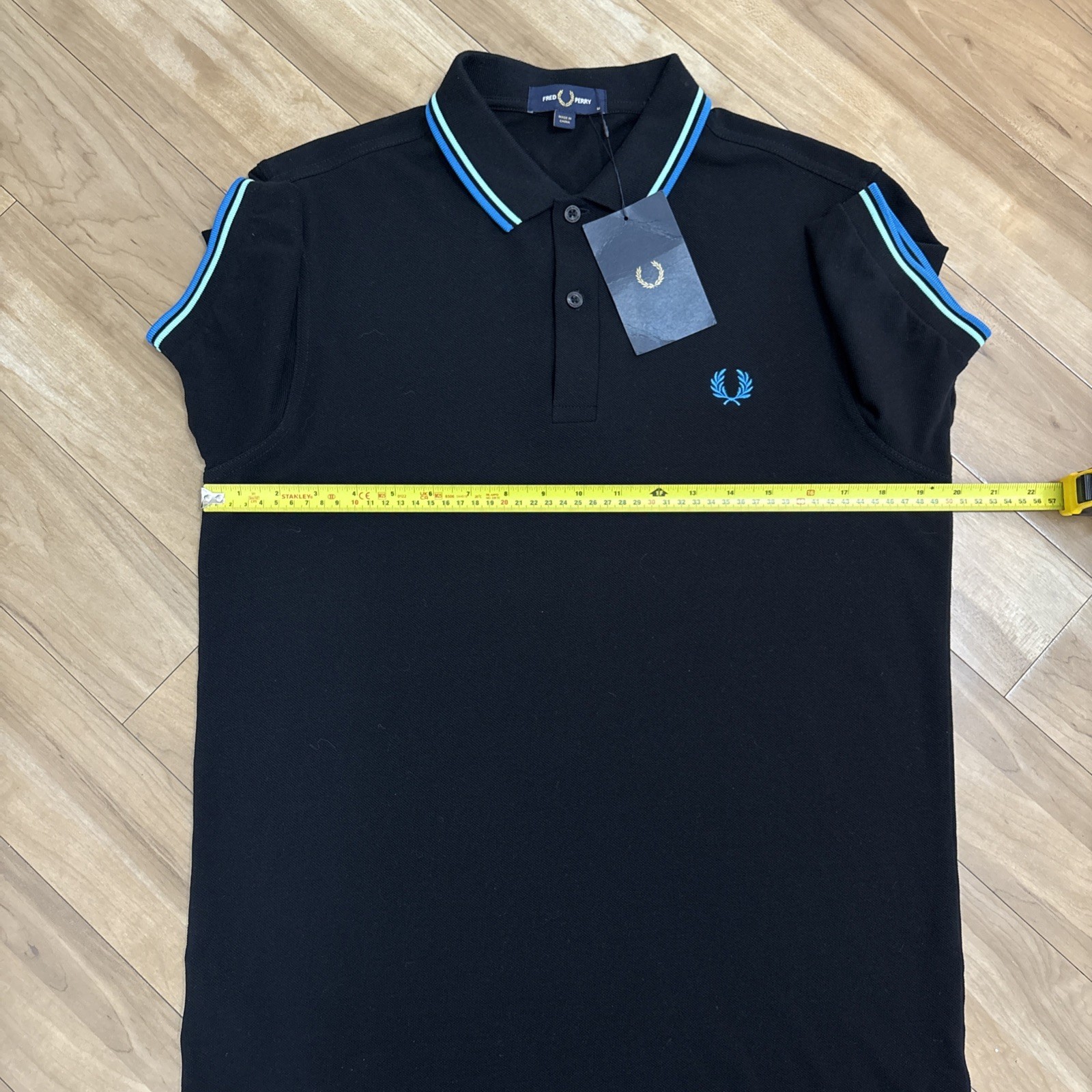 Fred Perry Twin Tipped Polo Shirt Mens Medium Black Blue M3600 Mod 60s Ska BNWT