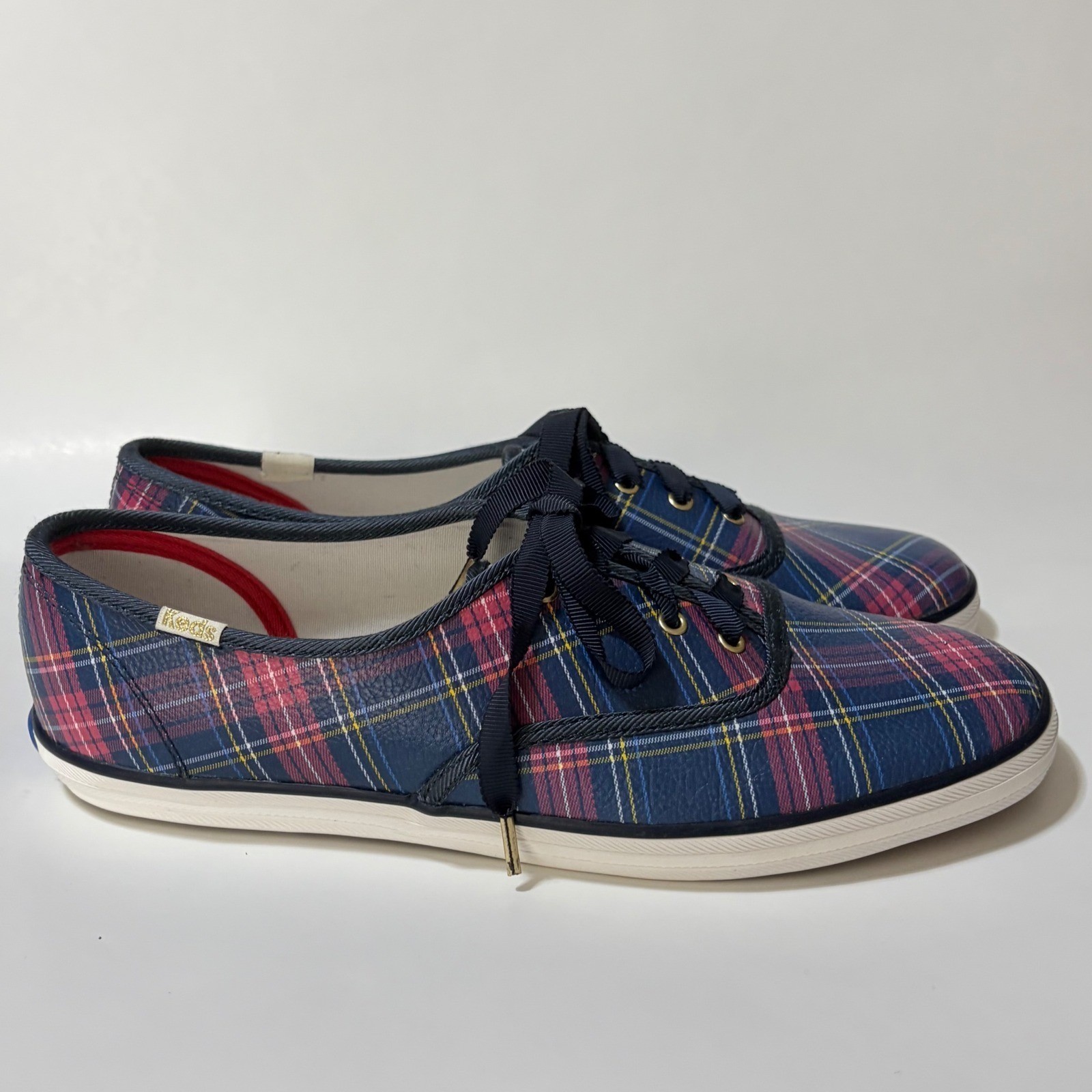 Talbots Exclusive Plaid Leather Sneakers Size 9 Preppy Classic Holiday NWOB