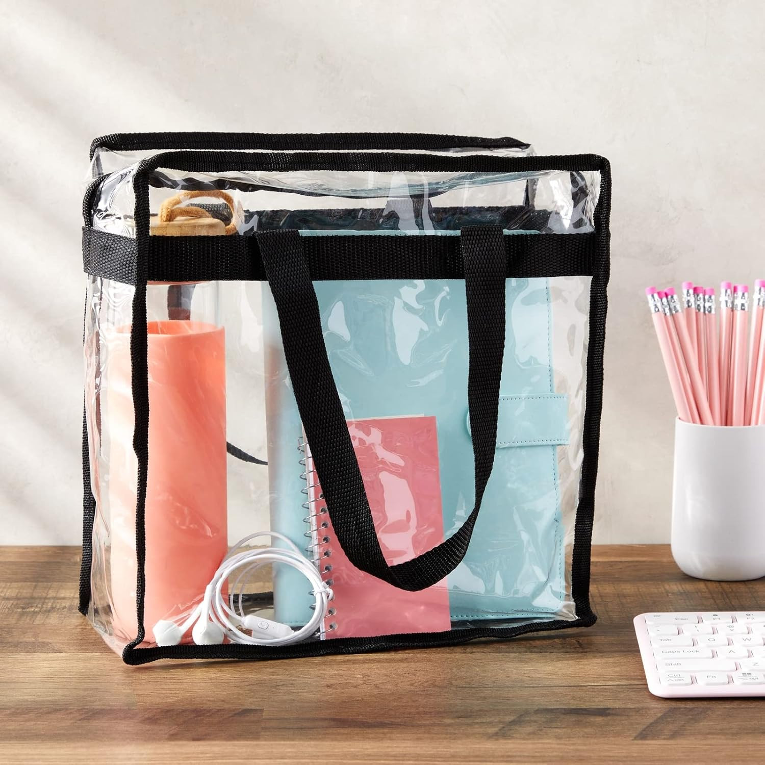 Clear Stadium Approved Bags – 12X6X12 Large Transparent Tote Bags with Zippers a