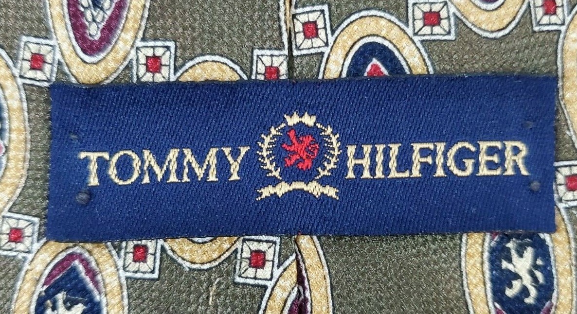 Tommy Hilfiger 2 Tone Geometrical Multi Color 100% Silk Neck Tie -TIES DESIGNER
